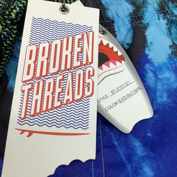 Broken Threads Mens Swim Trunks Black Multi Swirl Size Medium NWT - Picture 4 of 11